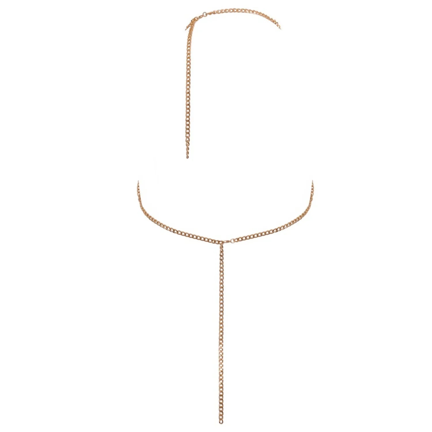 Chaîne de corps dorée réglable, élégante et glamour, sublimant la silhouette avec sensualité et polyvalence.