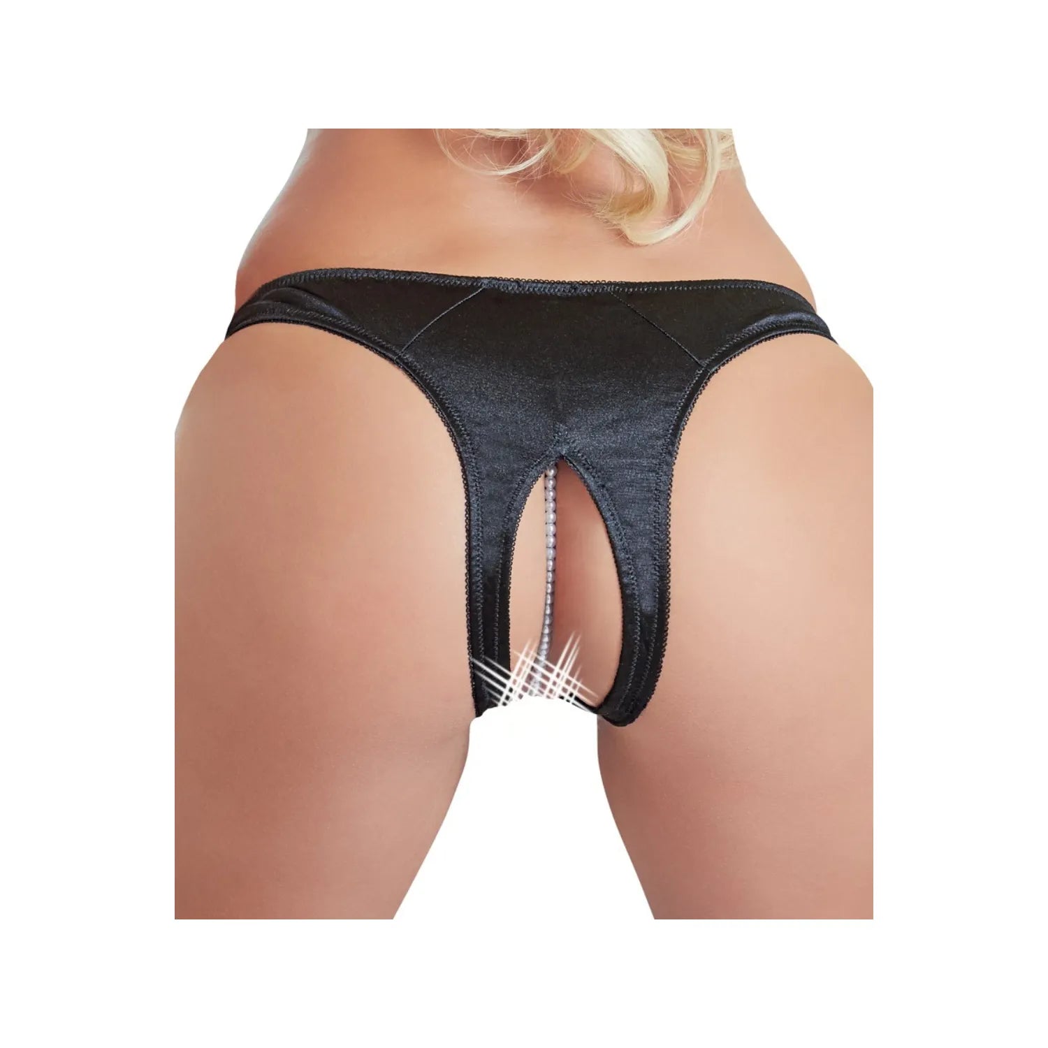 Tanga ouvert satin perles broderie sensuelle confort femme élégante