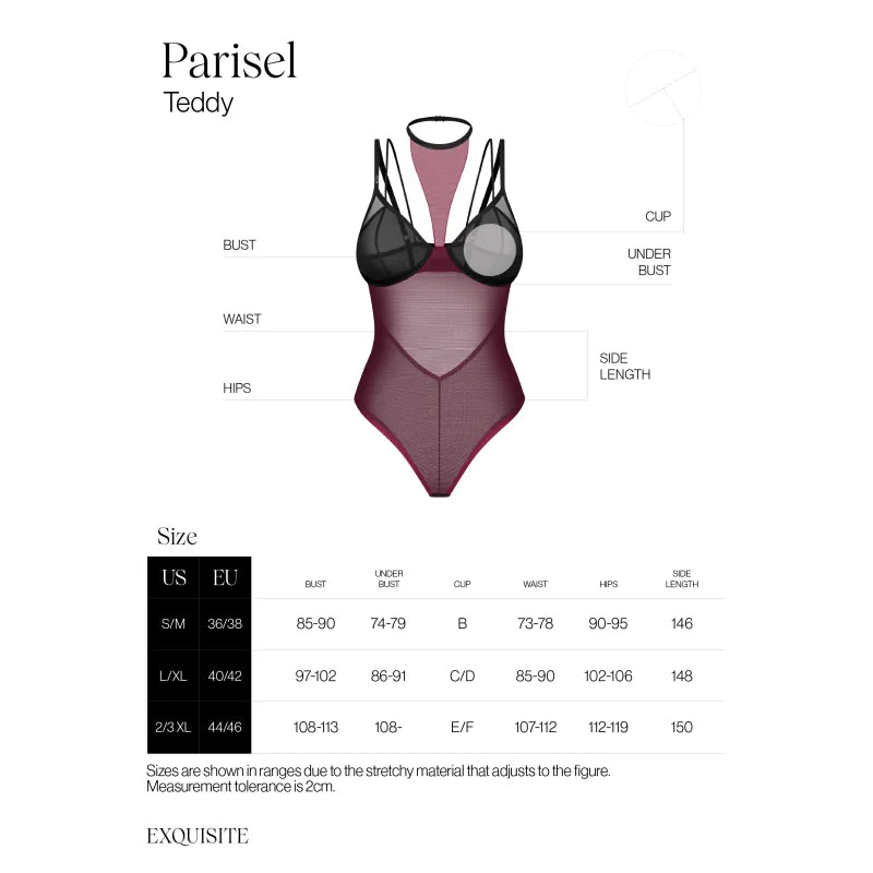 Parisel Teddy transparent noir bordeaux choker ajustable confort élégant