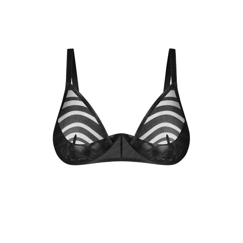 Soutien-gorge noir rayures élégantes Lune Bellis confort luxe ajustable