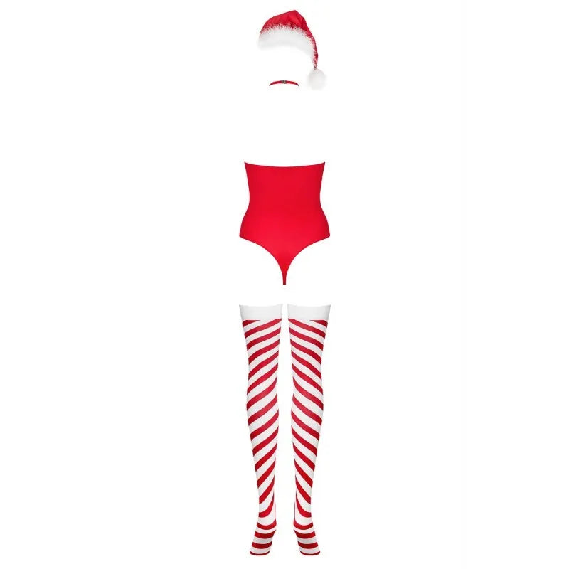 Kissmas Body Rouge sexy Mère Noël avec bas et bonnet