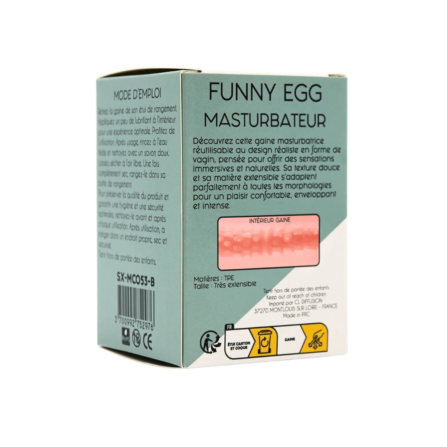 Masturbateur Masculin Réutilisable TPE Réaliste Vagin Lèvres Épaisses Intime Adulte