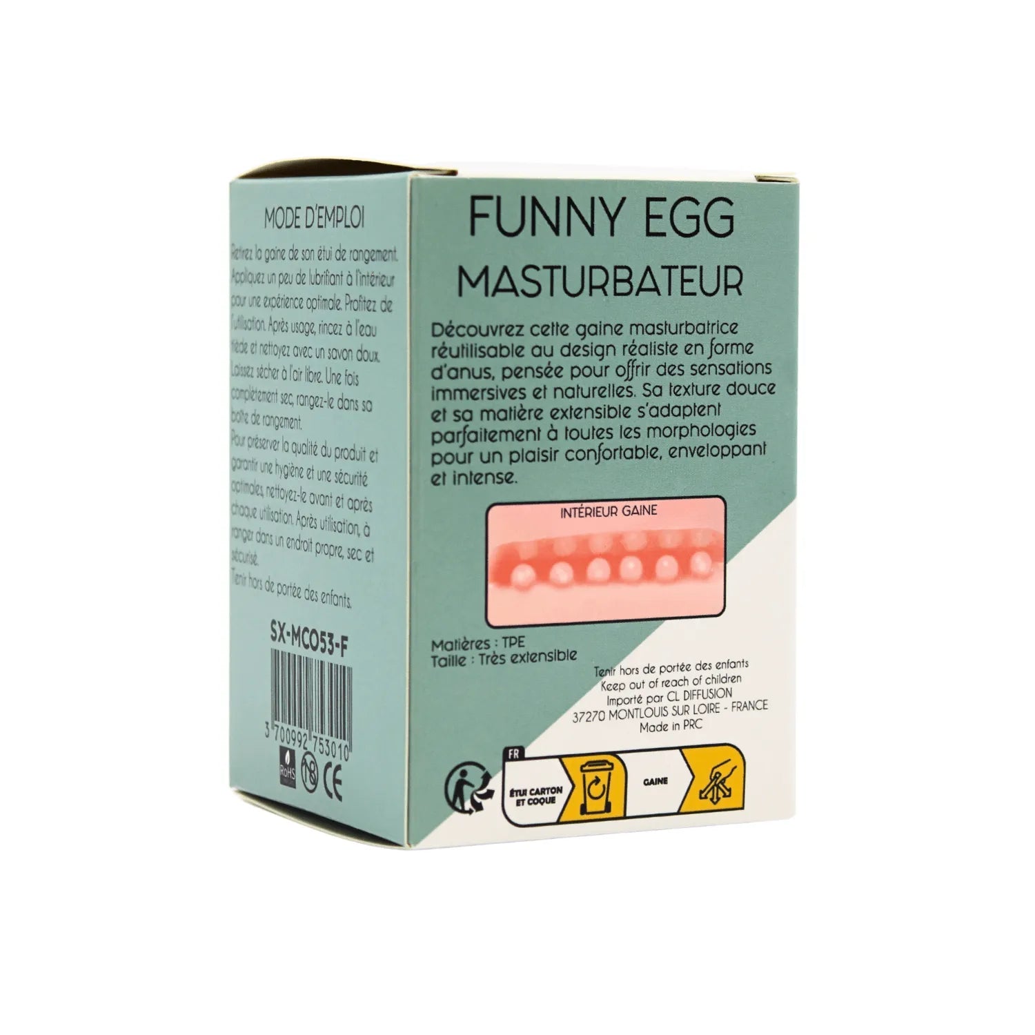 Gaine Masturbatrice Réutilisable FUNNY EGG – Design Réaliste Anus