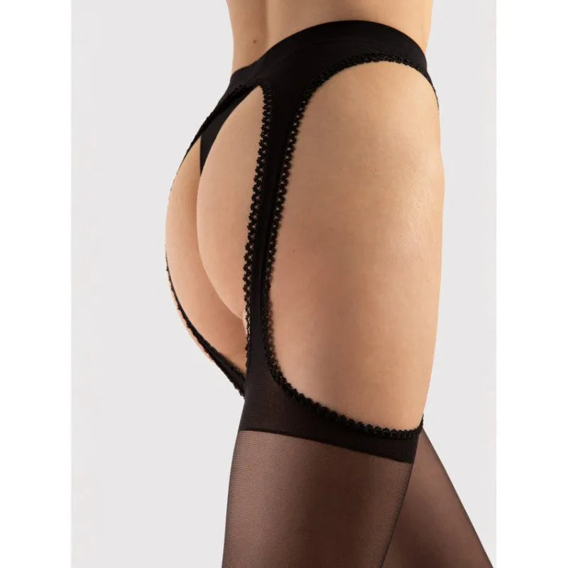 Bas jarretelles noir 20 DEN, 86% polyamide, 14% élasthanne, élégant et raffiné pour une allure séduisante.