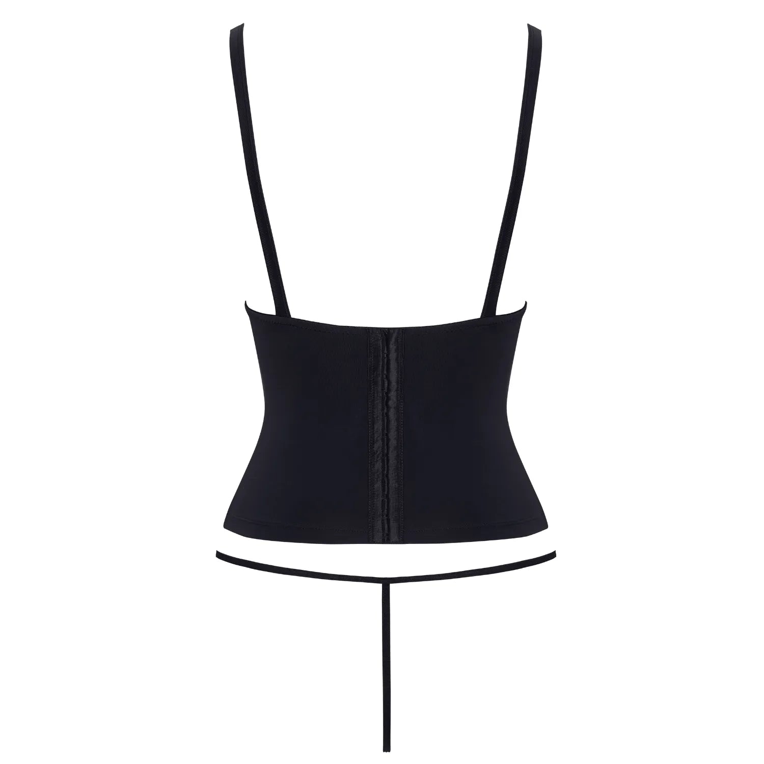 Ensemble lingerie noir Cottelli PARTY avec corset à armatures et string, design moderne et élégant, vue arrière.