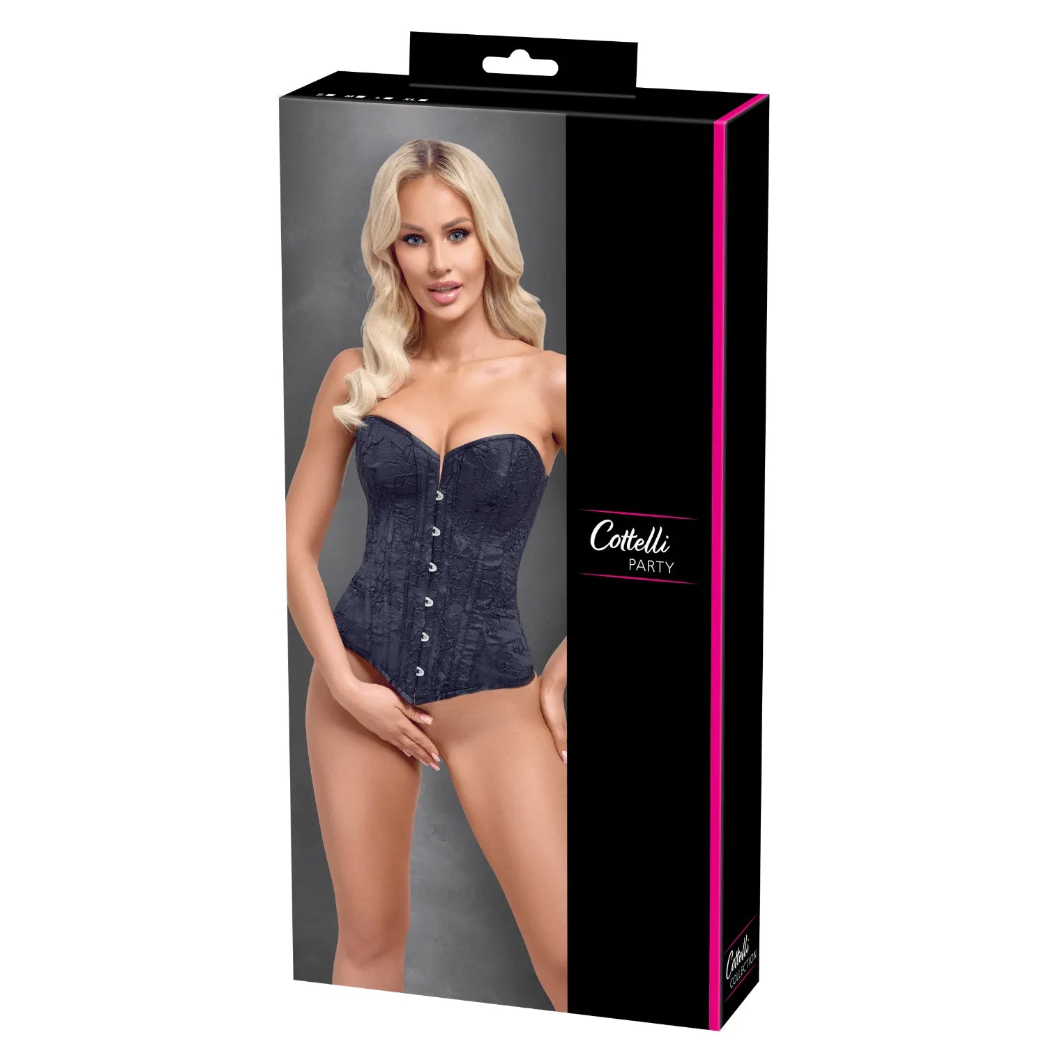 Corset bustier noir velouté Cottelli PARTY, baleines maintien, laçage élégant, silhouette sculptée, allure sophistiquée.