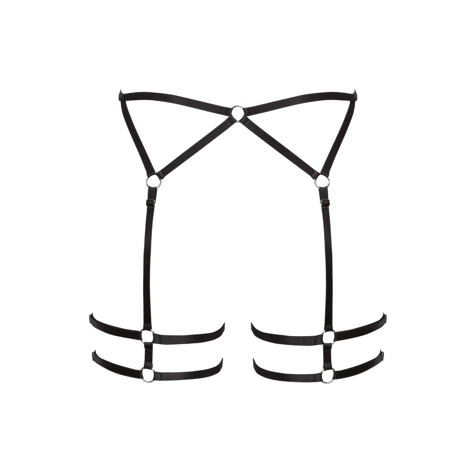 porte-jarretelles harnais noir extensible sensuel anneaux argent ajustable Cottelli