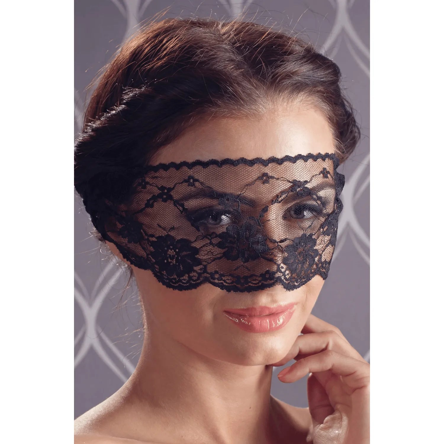 Masque yeux dentelle noire ajustable sensuel lingerie Cottelli Collection