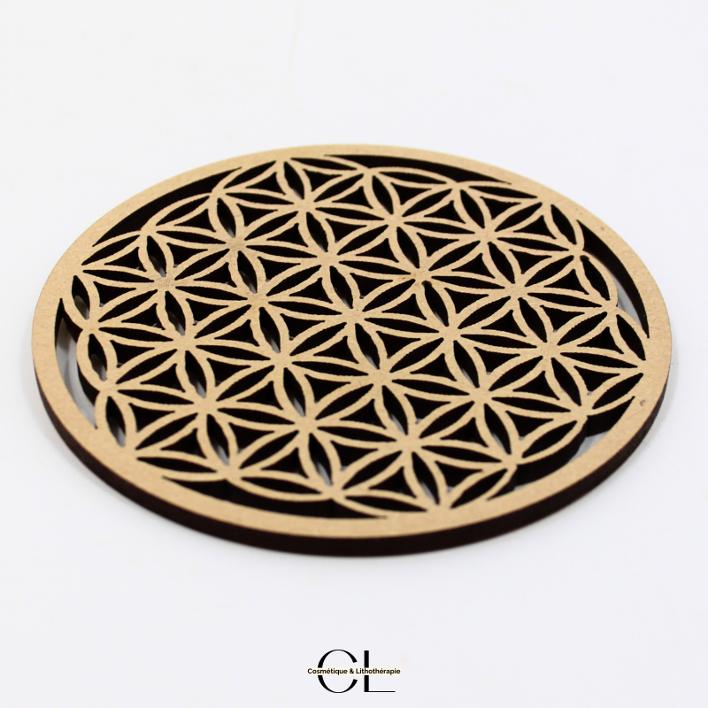 Plaque Fleur de Vie Sculptée Bois 10cm