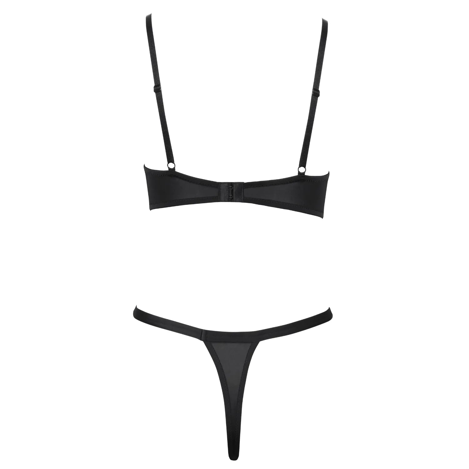 Ensemble lingerie dentelle noire Cottelli, soutien-gorge à armatures et string réglable, élégance et sensualité.