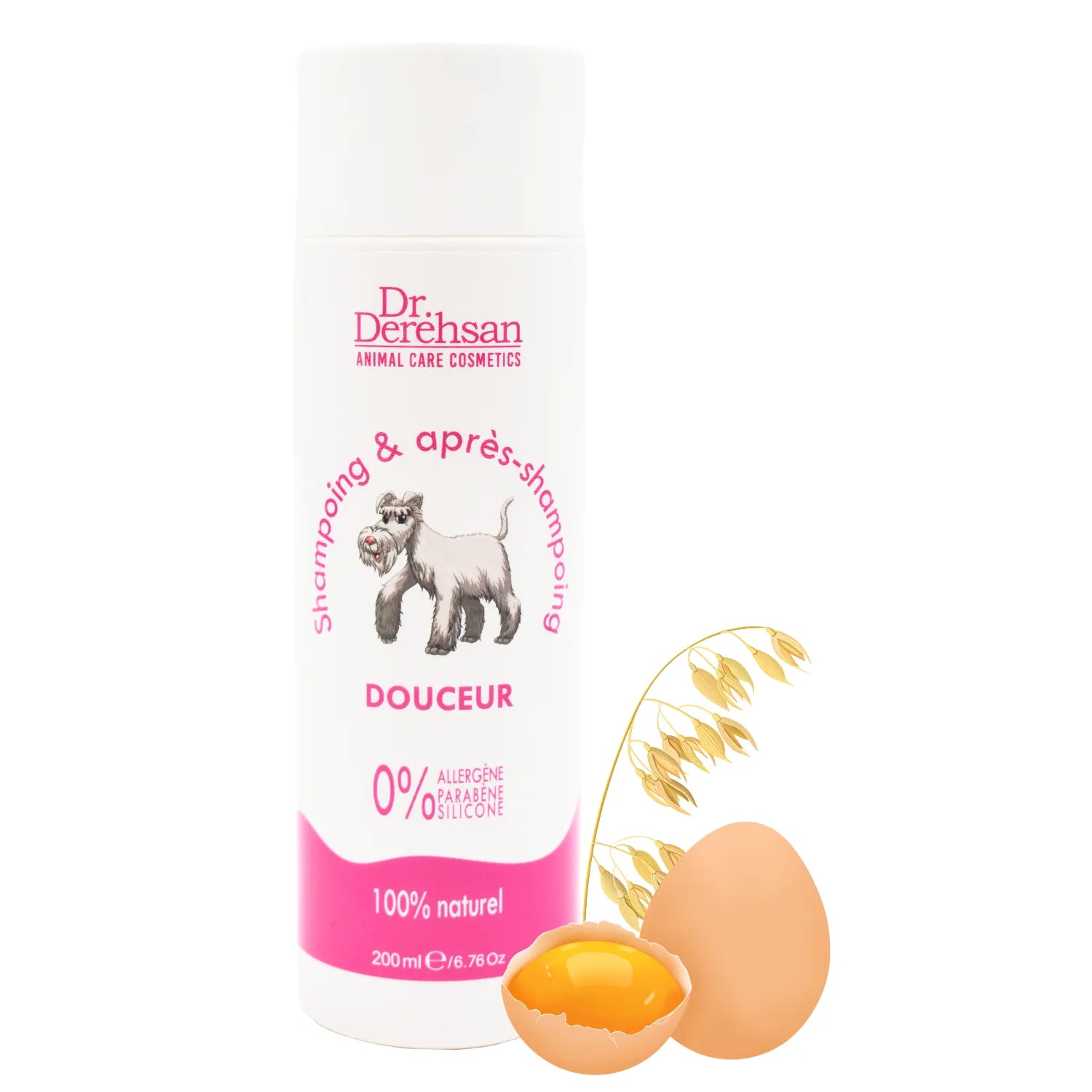 Shampoing naturel chien à l'avoine douceur hydratant poils longs courts 200ml