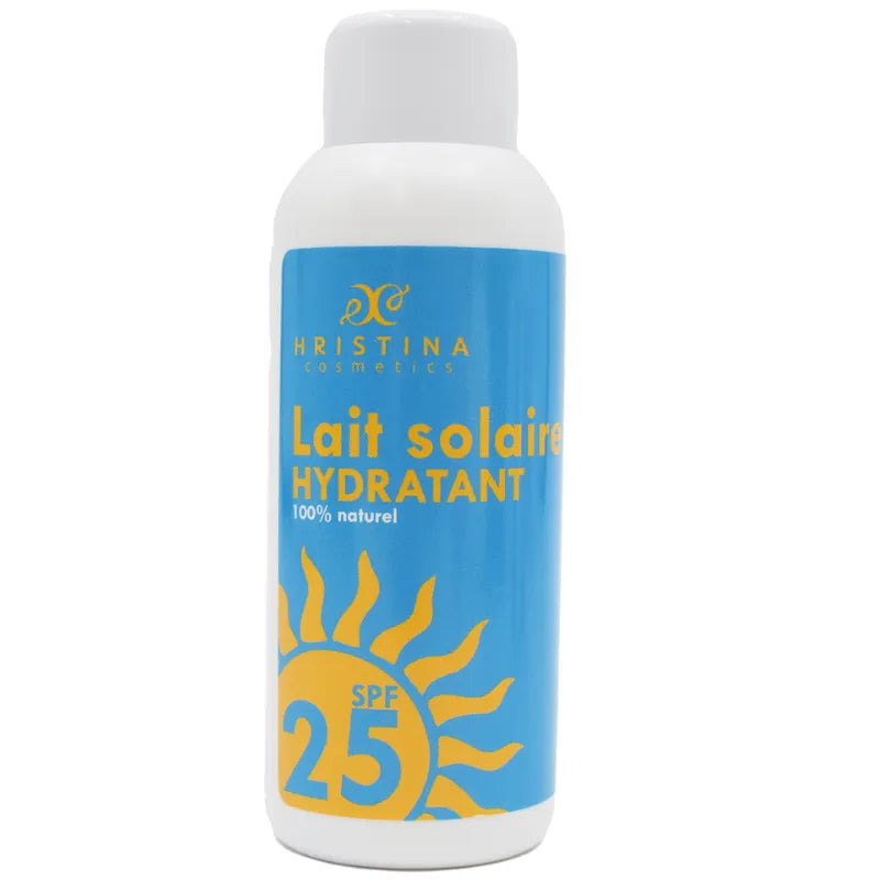 Lait solaire hydratant naturel SPF25 protection UVA UVB résistant eau Aloe Vera