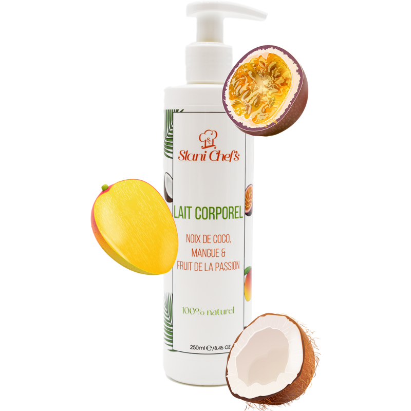 Lait corporel à la noix de coco, mangue fruit de la passion - 250ml 100% naturel