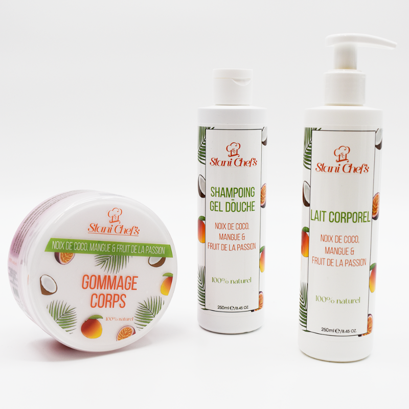 Lait corporel à la noix de coco, mangue fruit de la passion - 250ml 100% naturel