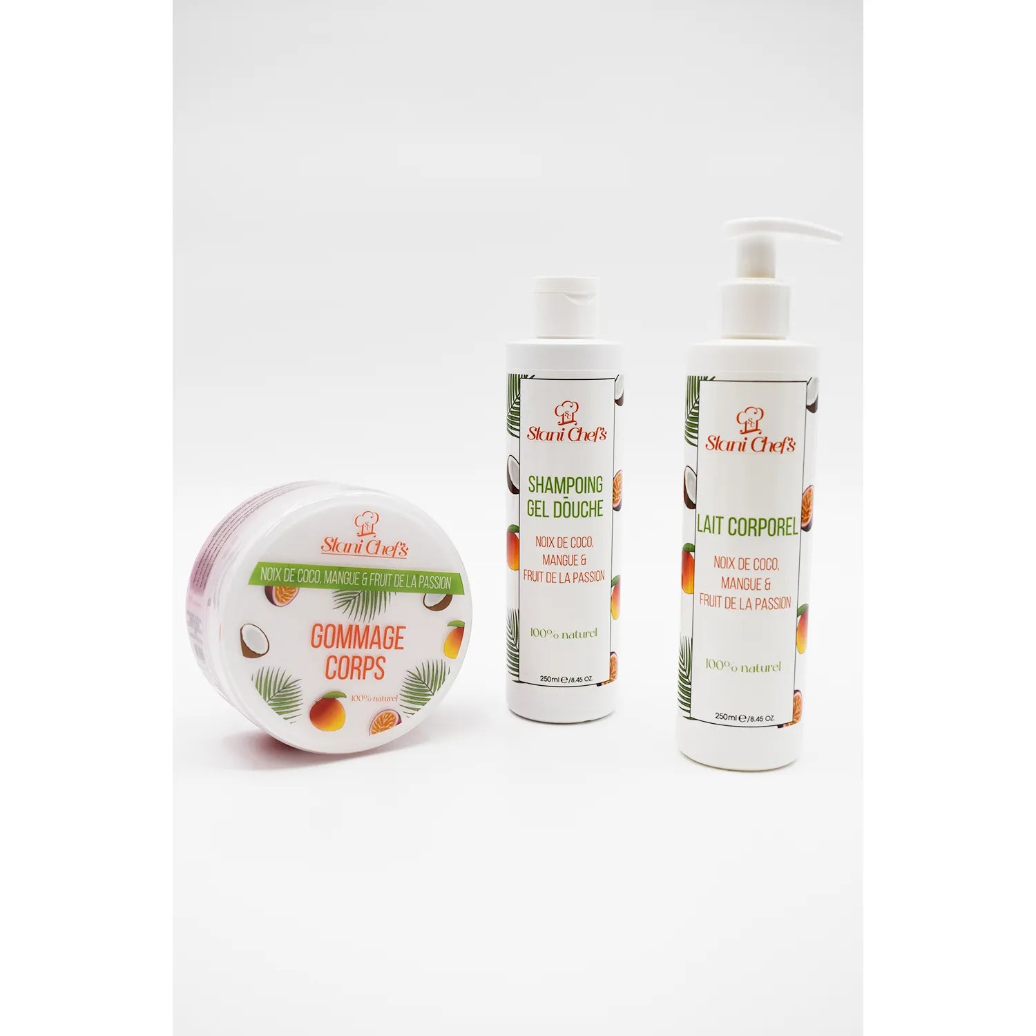 Gommage corporel naturel hydratant noix de coco mangue passion peau douce soyeuse