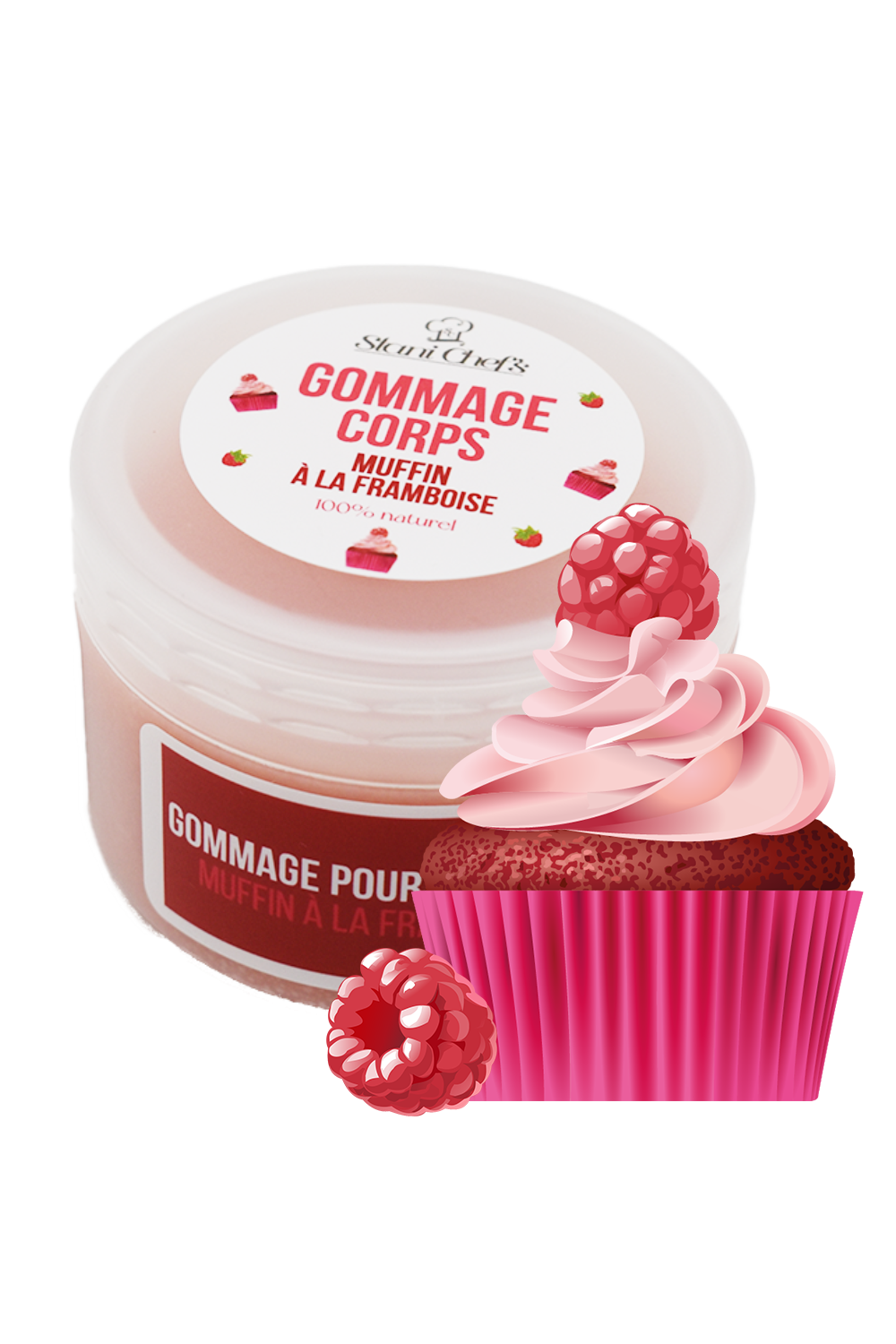 Gommage corps - muffin à la framboise - 100ml 100% naturel