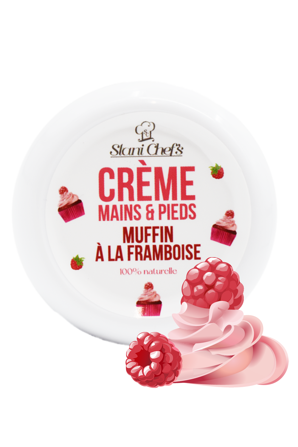 Crème mains et pieds - muffin à la framboise - 50ml 100% naturelle - Format voyage