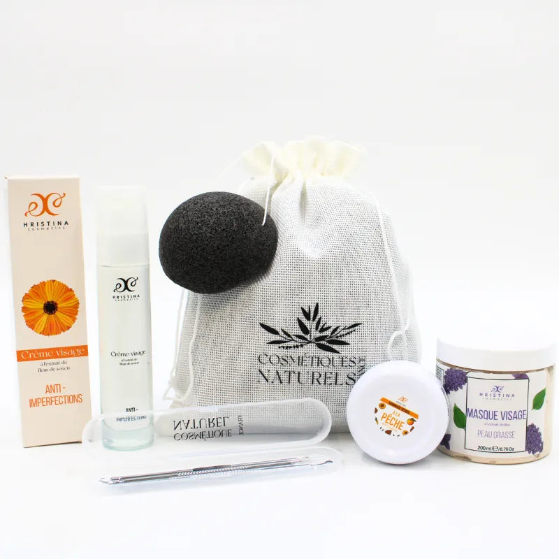 Routine Visage Anti-imperfections Soins Naturels Peaux Grasses Lilas Pêche Souci