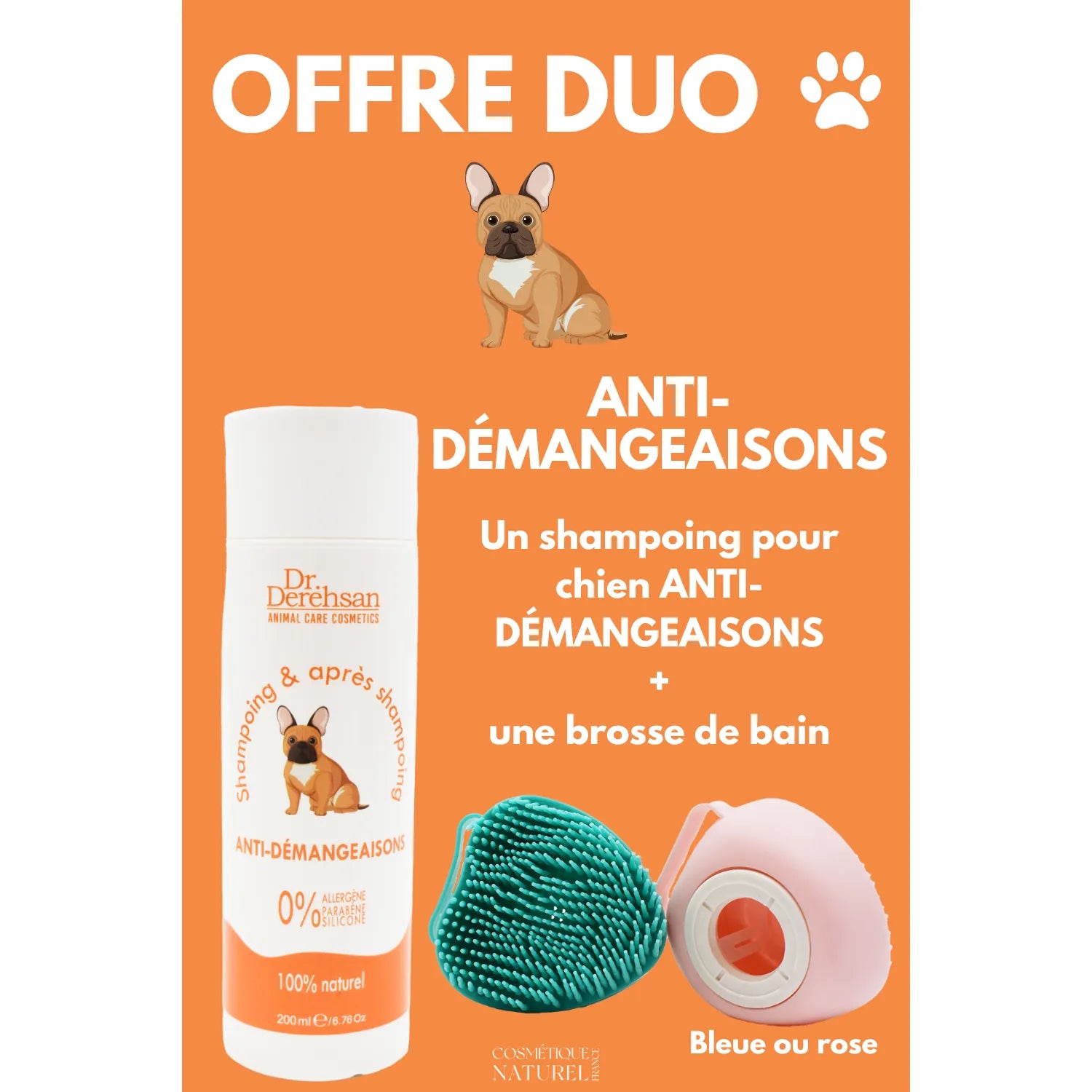 shampoing chien anti-démangeaisons brosse bain offre duo 200ml Bulgarie