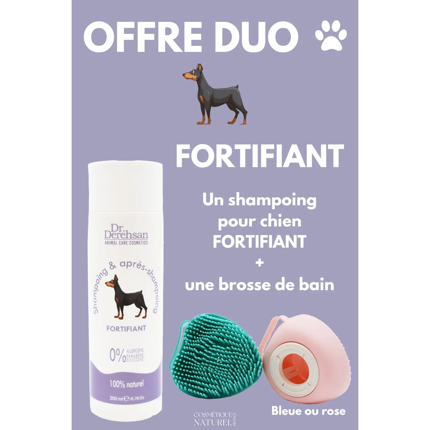 shampoing fortifiant chien 200ml brosse bain offre duo Bulgarie