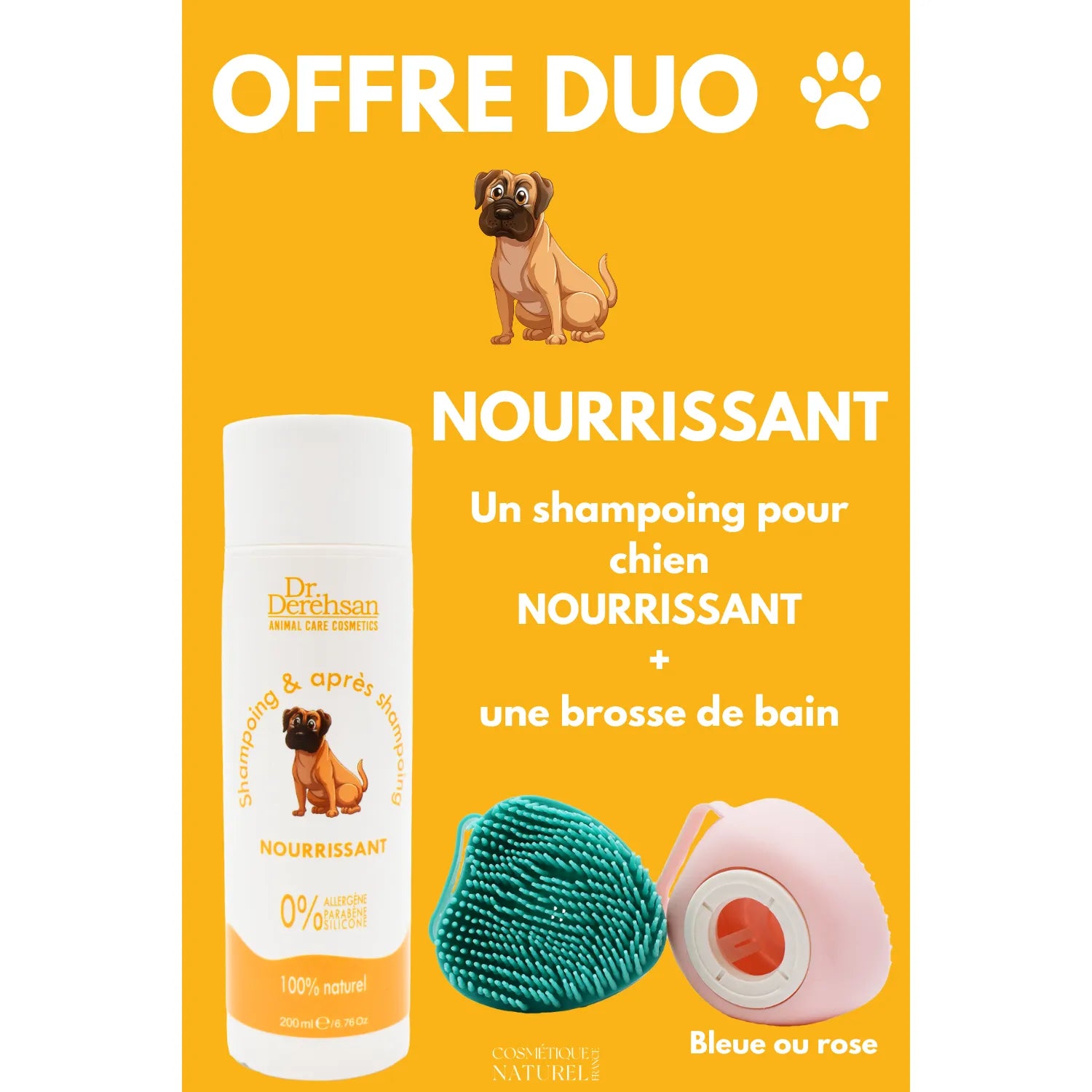 shampoing nourrissant chien 200ml brosse bain offre duo Bulgarie