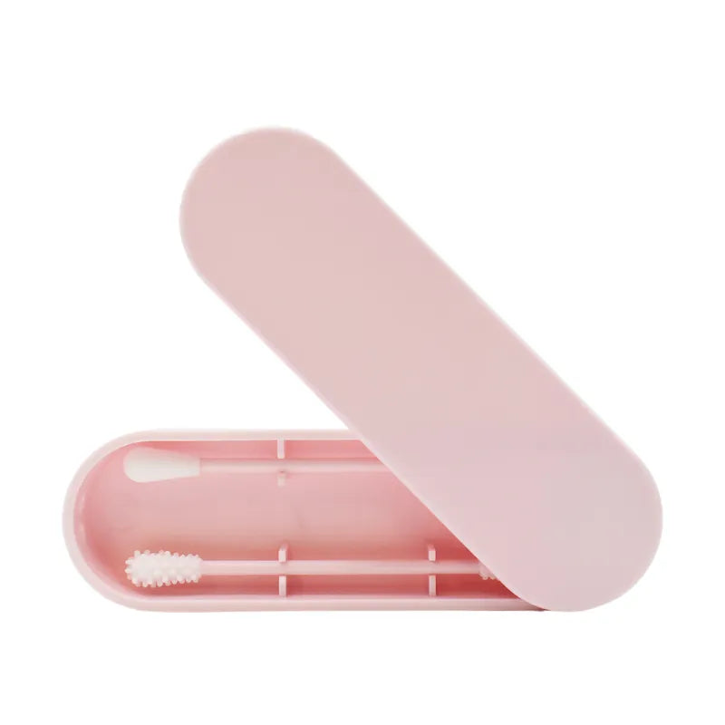 2 cotons tiges réutilisables boite de rangement - Rose