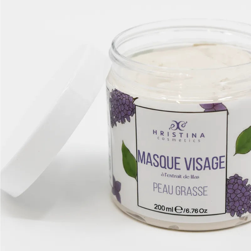 masque visage naturel peau grasse lilas argile blanche exfoliant 200ml