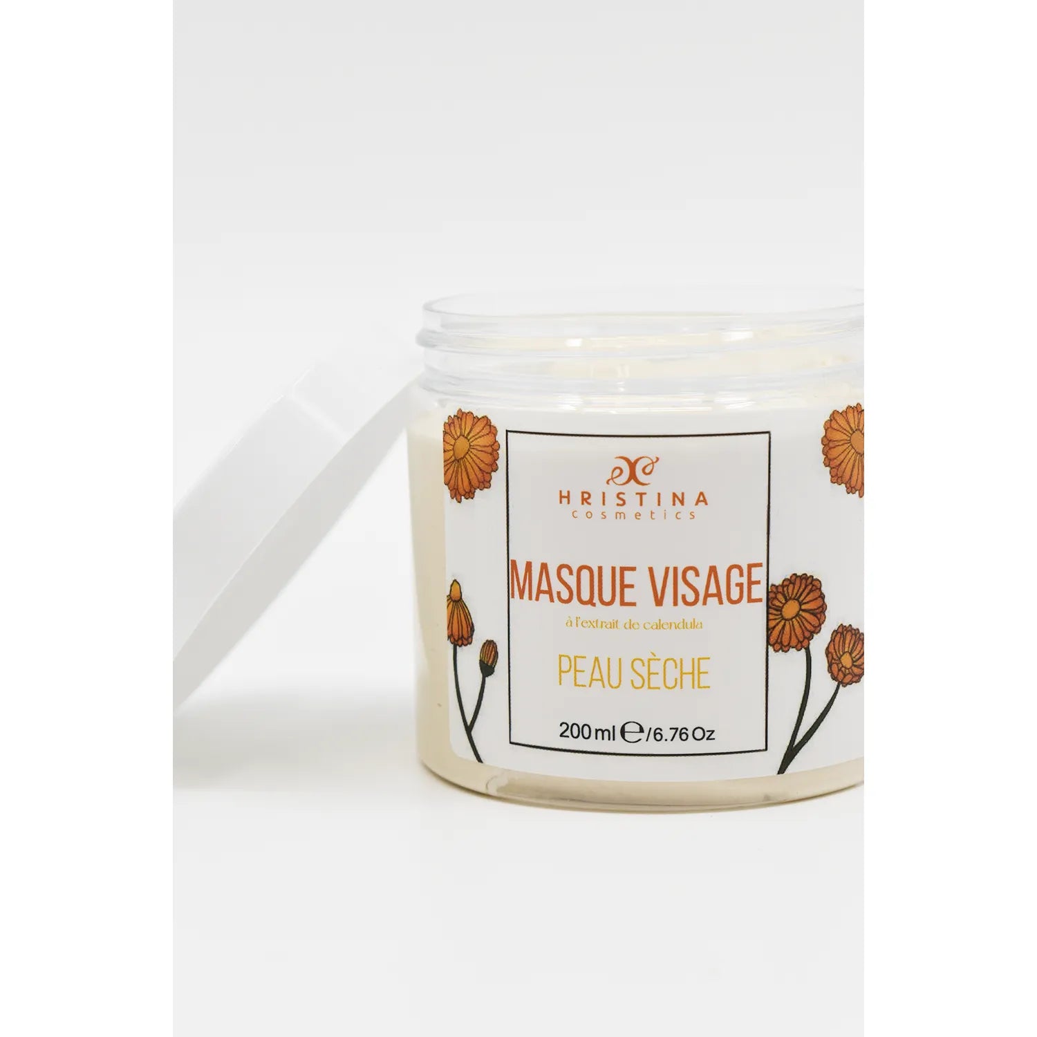 Masque visage peau sèche calendula argile blanche hydratant naturel 200ml