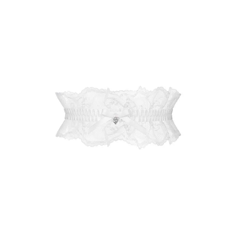 Jarretière dentelle élastique blanche élégante occasions spéciales détail décoratif