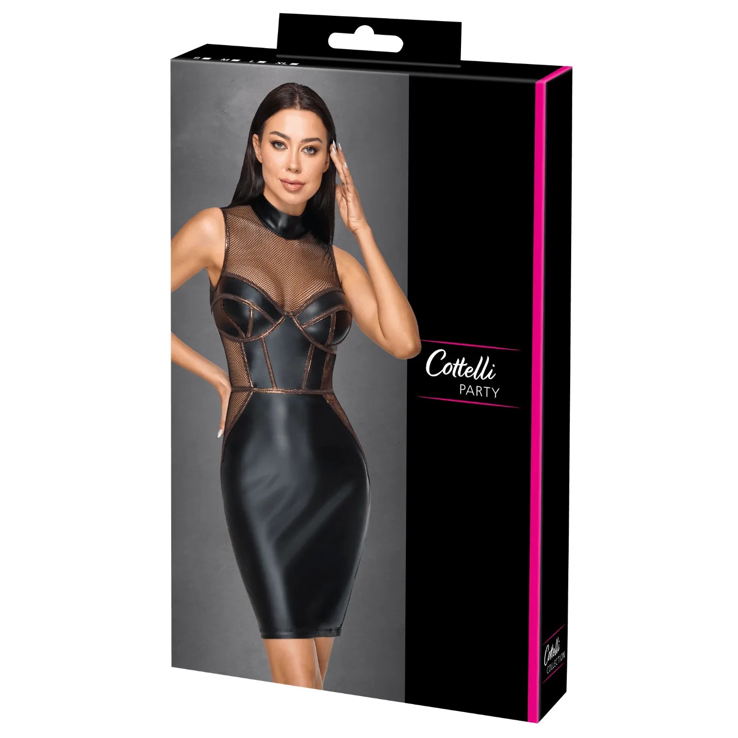 Robe moulante sans manches noir mat résille style corsage Cottelli PARTY