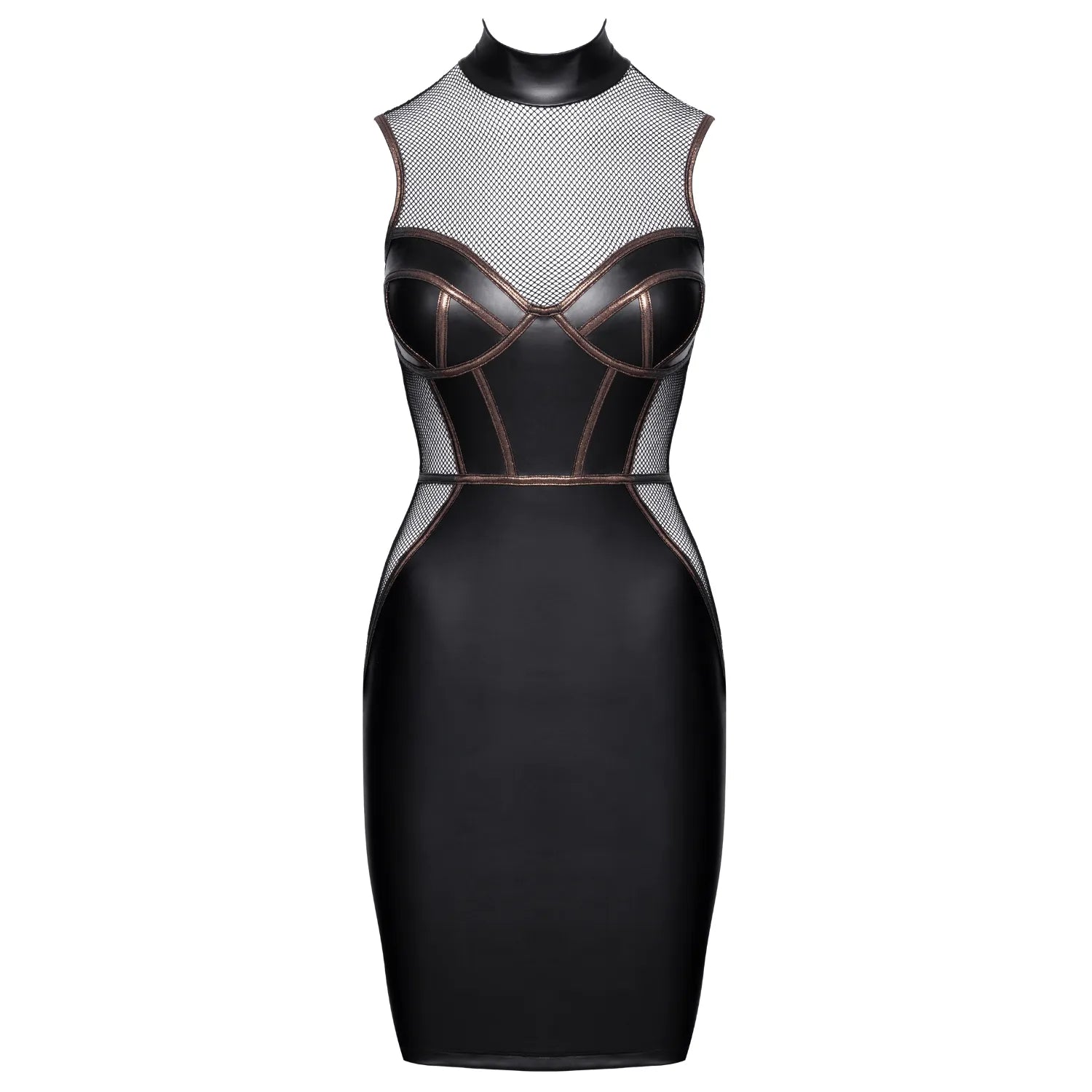 Robe moulante sans manches noir mat résille style corsage Cottelli PARTY