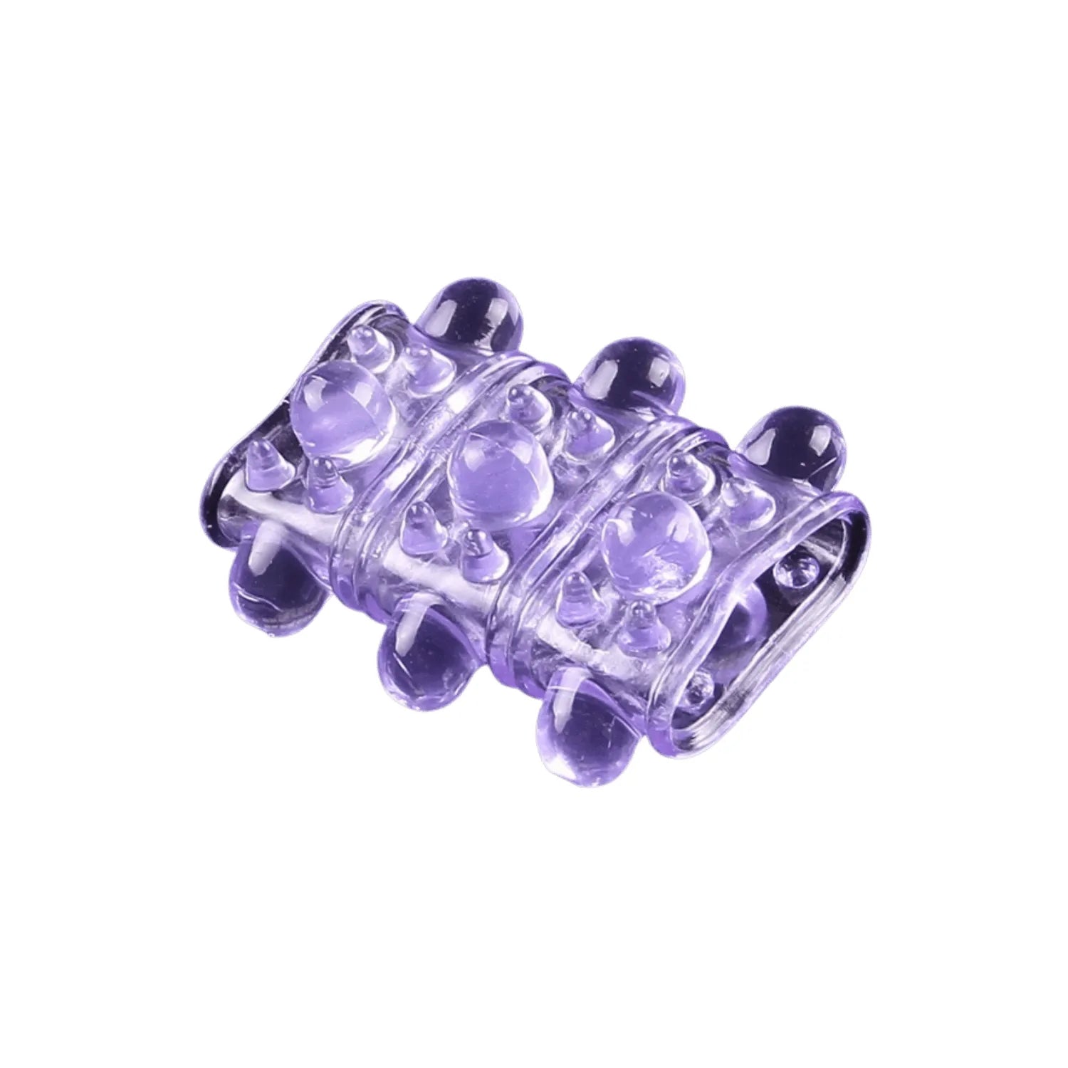 Gaine pénienne violette ultra-extensible avec picots et boules en relief pour stimulation intense Pocket Pleasure.