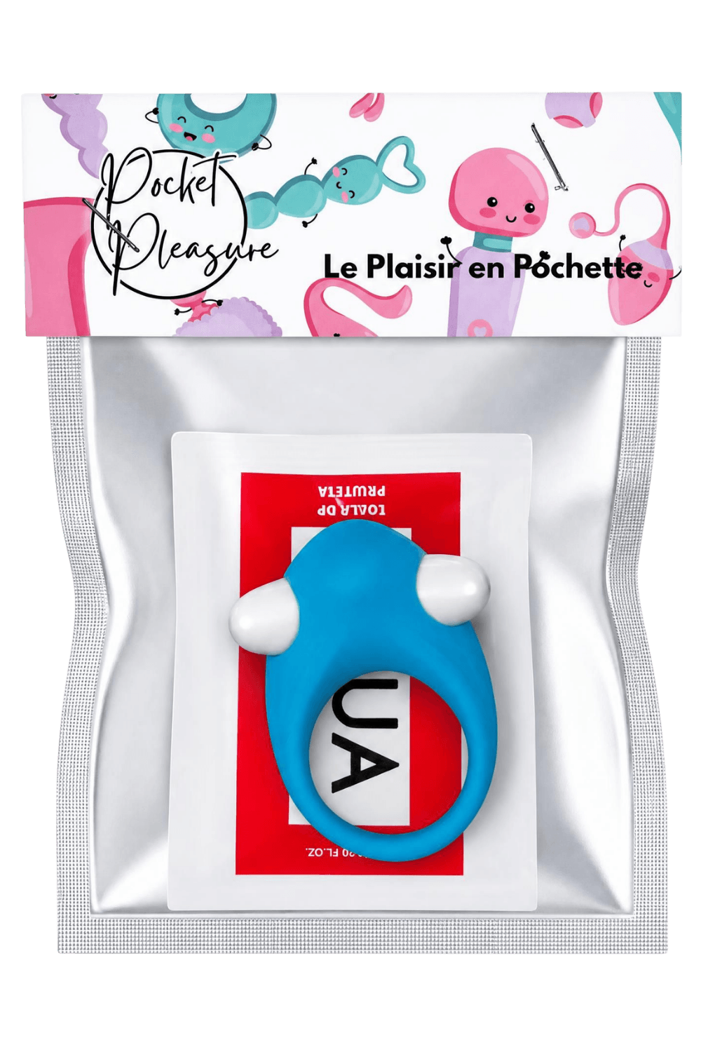 Cockring Vibrant Dauphin Bleu + 1 dosette de lubrifiant — Pocket Pleasure