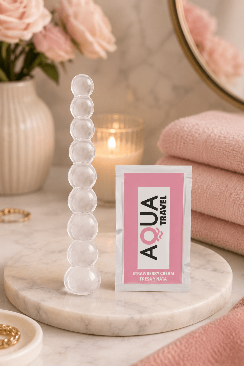 Chapelet Anal en Verre Transparent + 1 dosette de lubrifiant — Pocket Pleasure