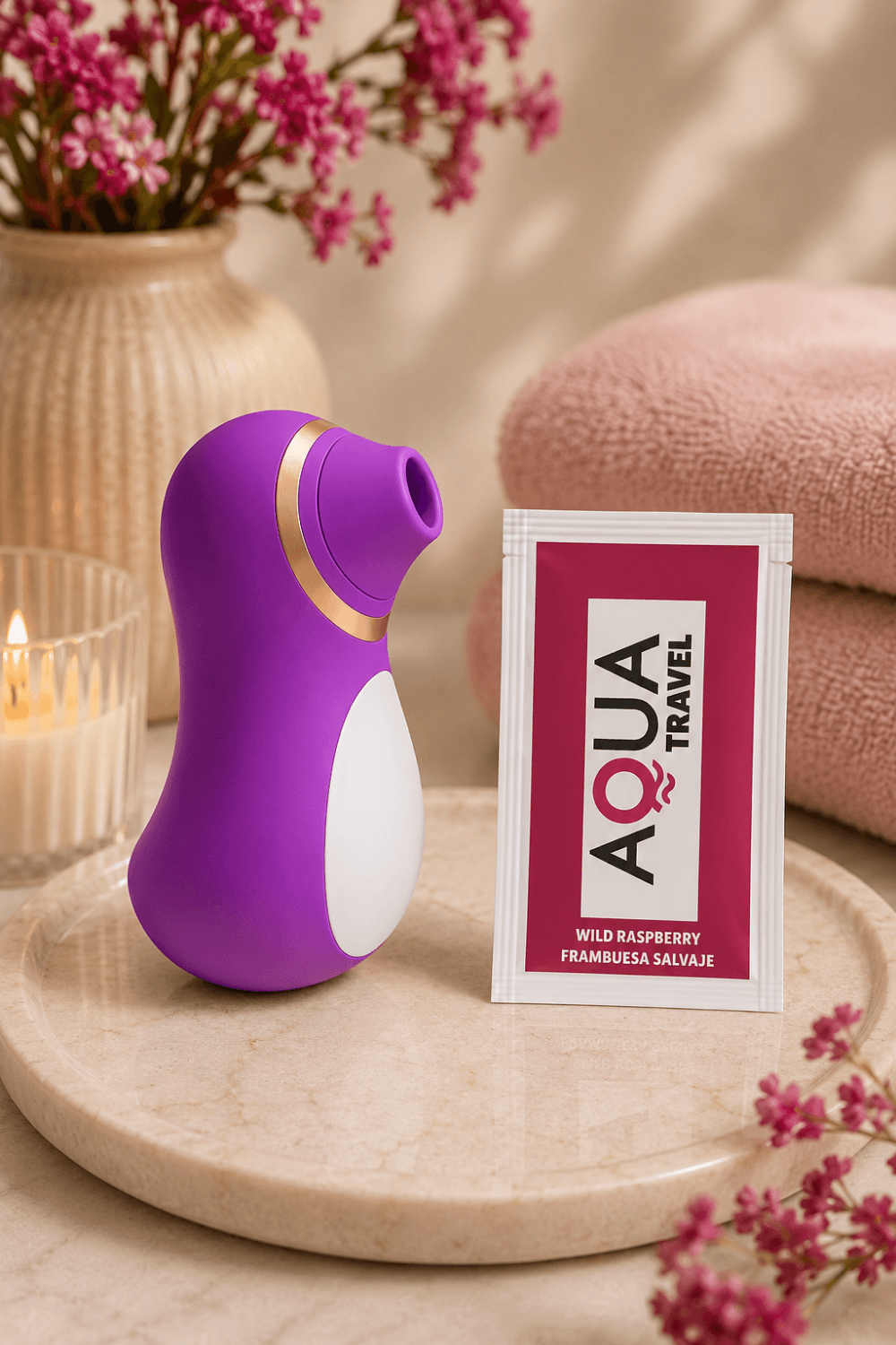 Stimulateur Clitoridien Pingouin à Langue Fuchsia + 1 dosette de lubrifiant — Pocket Pleasure