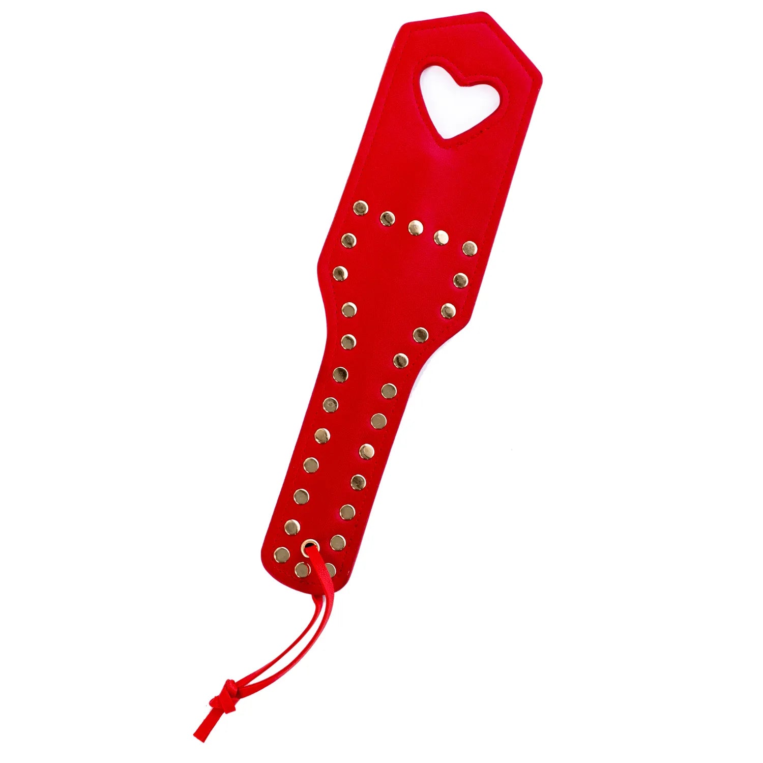Paddle de fessée en similicuir clouté rouge avec cœur - Mapalé