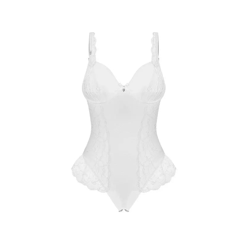 Teddy ouvert Weddya dentelle blanc transparent élégant entrejambe ouvert réglable