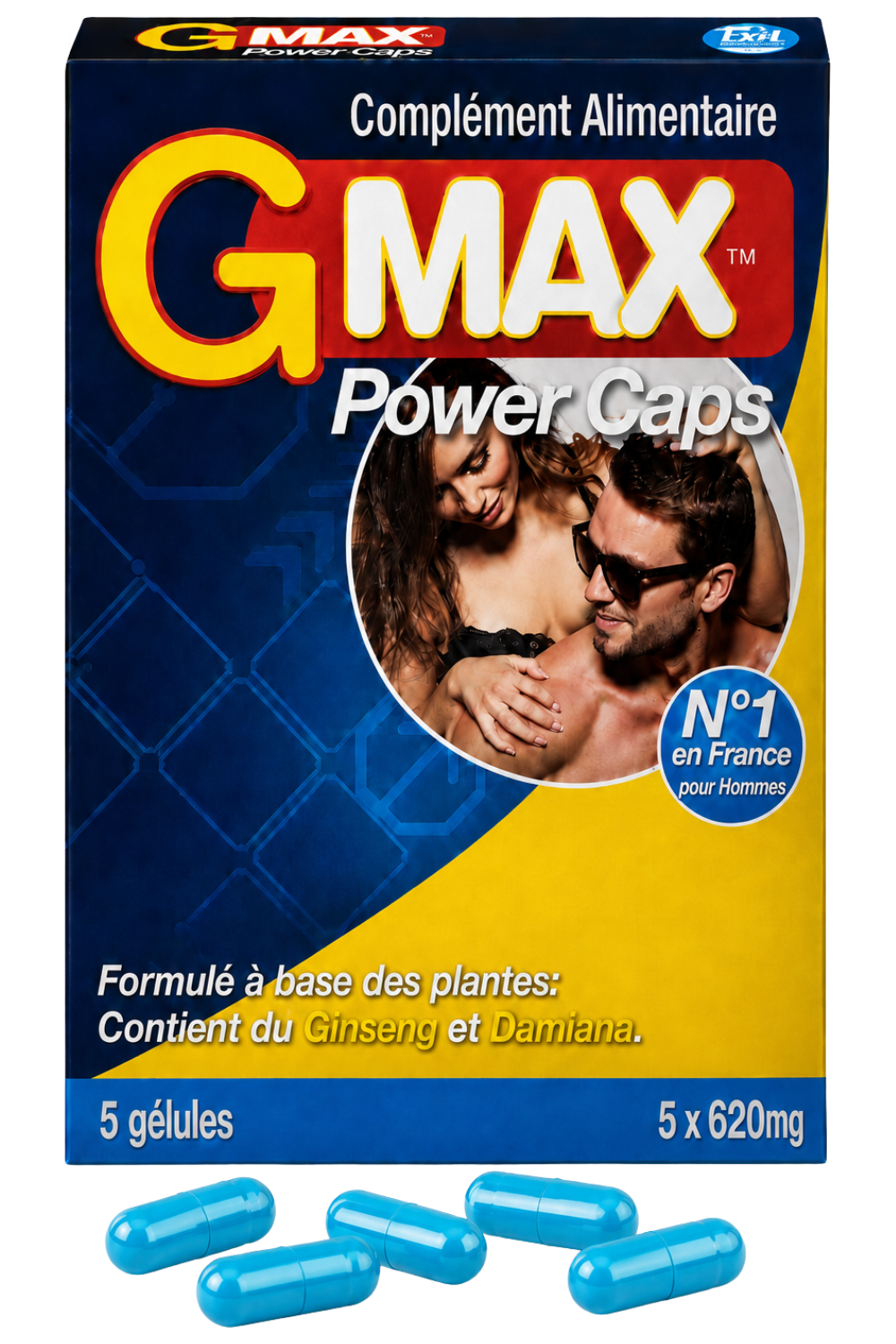 G-MAX Power Caps Boite de 5 gélules – Vitalité & Bien-Être Masculin Complément alimentaire