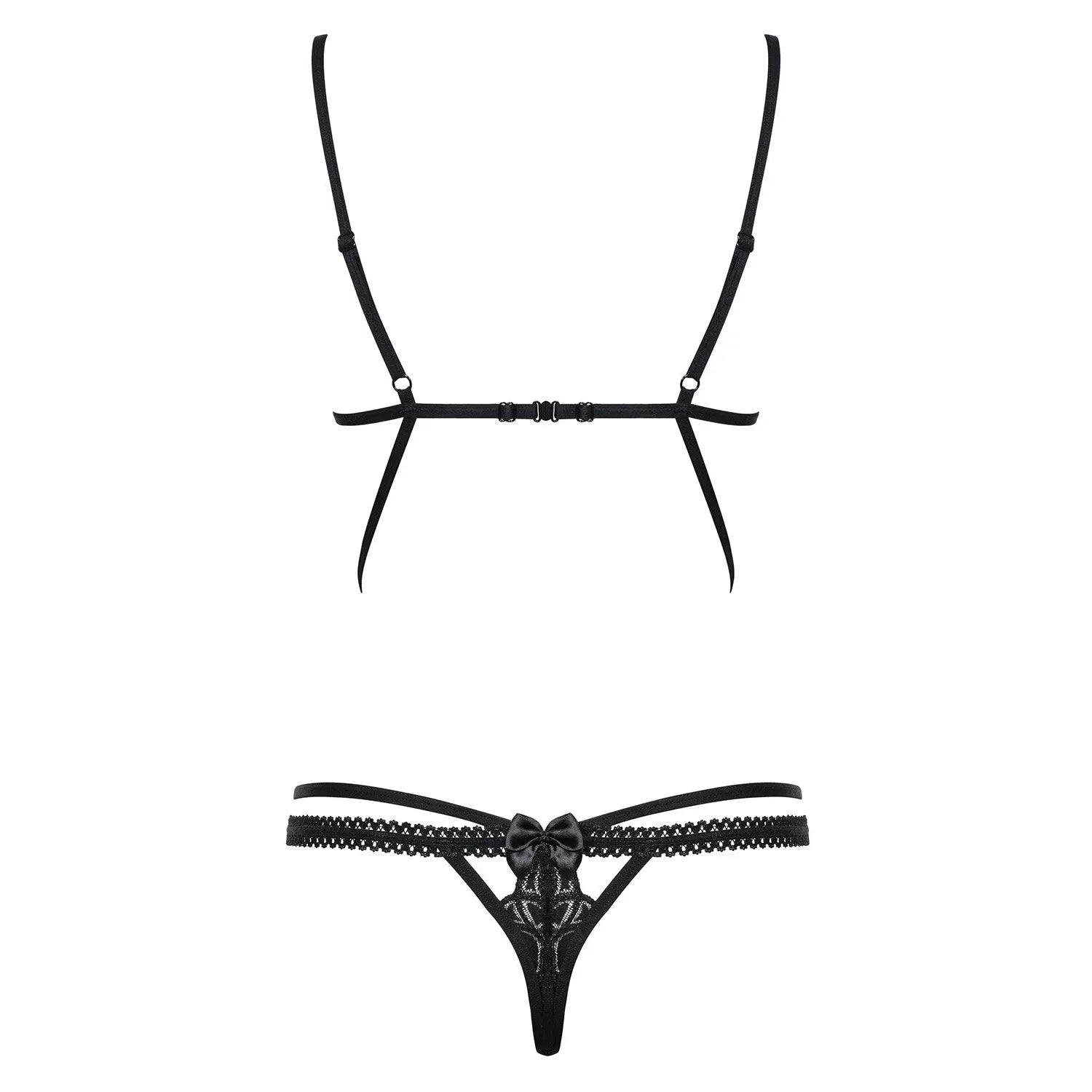 Wonderia Body ultra sexy noir dentelle noeuds satin lingerie coquine Obsessive