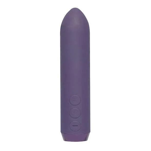 Vibromasseur violet waterproof, forme allongée, boutons de contrôle, design mains libres, rechargeable.