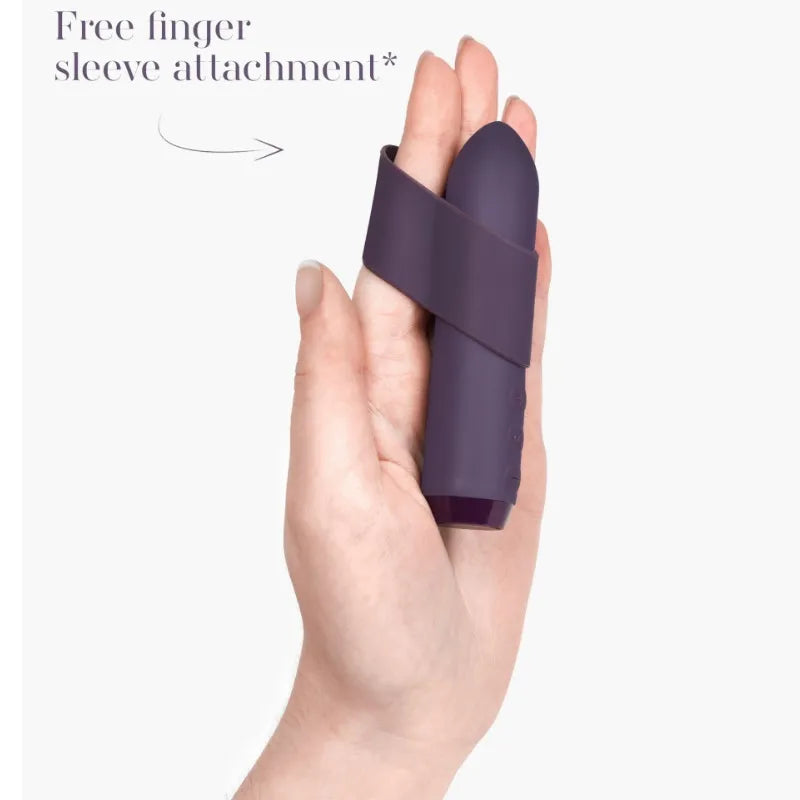Accessoire vibromasseur violet waterproof, forme ergonomique, mains libres, rechargeable, design moderne et élégant.