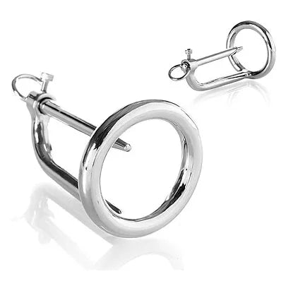 Anneau gland BDSM en acier chirurgical, argenté, forme circulaire, avec fermoir sécurisé, pour sensations intenses.