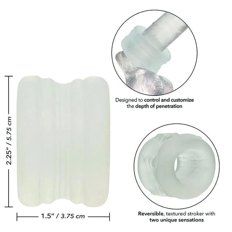 Anneau intime en silicone transparent, extensible, sans phtalates, pour expériences sensuelles sécurisées et confortables.