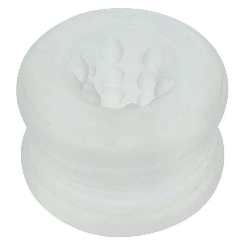 Anneau intime en silicone blanc, extensible et sans phtalates, conçu pour un confort optimal et une sécurité corporelle.