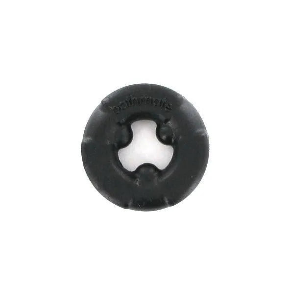 Anneau pénien noir en TPR flexible, design ergonomique pour érection prolongée, vue de face.