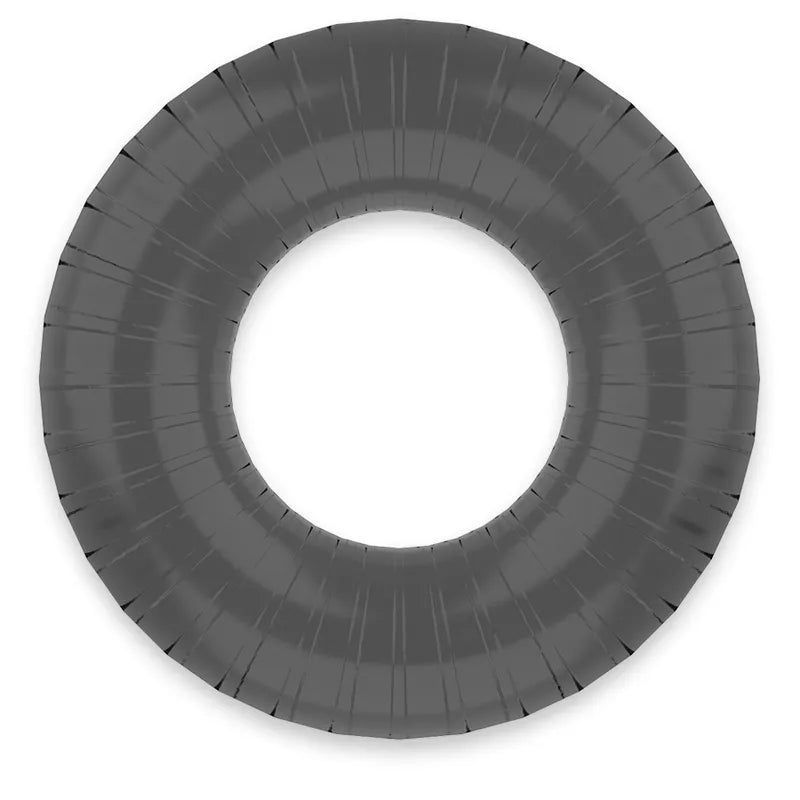Anneau pénien hypoallergénique gris en TPE, forme circulaire, surface texturée pour performance sexuelle améliorée.