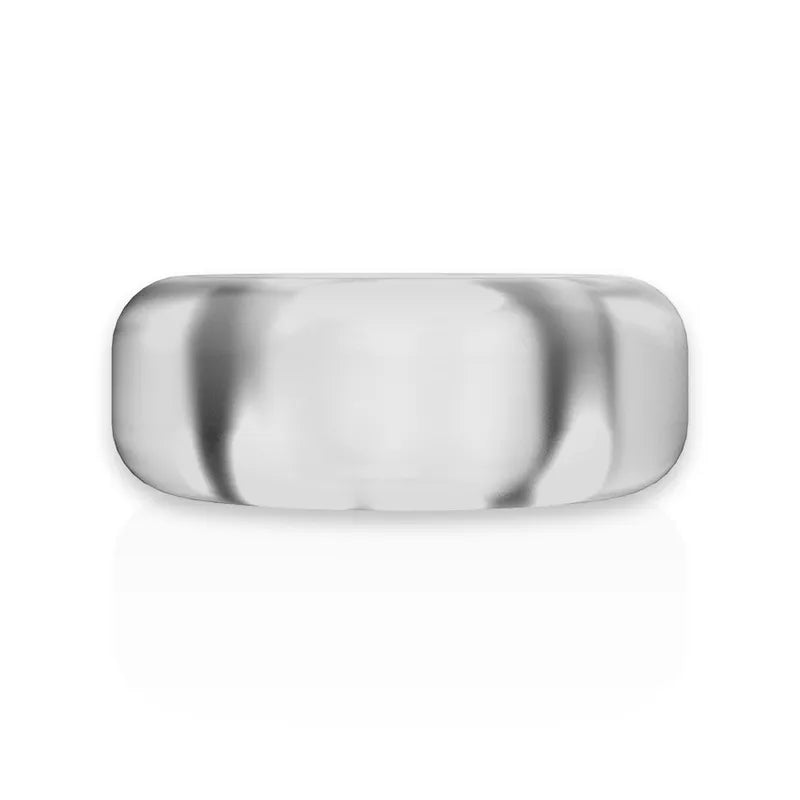 Anneau pénien hypoallergénique TPE gris, forme ergonomique, améliore performance sexuelle, sécurité et confort.