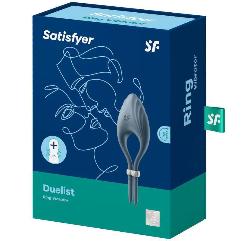 Anneau pénien silicone ajustable bleu avec vibrations, emballage moderne, idéal pour couples recherchant intensité et conf...