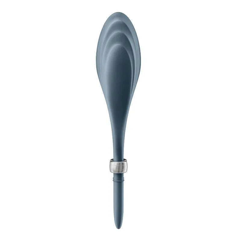 Anneau pénien silicone ajustable gris avec vibrations, design ergonomique pour couples, intensifie complicité et plaisir.
