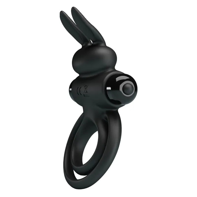 Anneau pénien noir en silicone avec stimulateur clitoridien vibrant, design ergonomique et texture soyeuse.